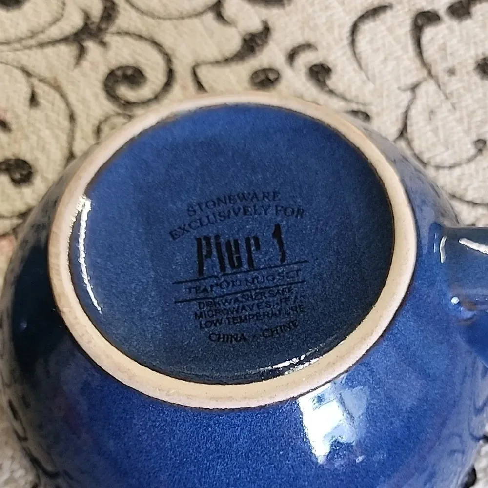 Pier 1 Stoneware Teapot and Cup Set
